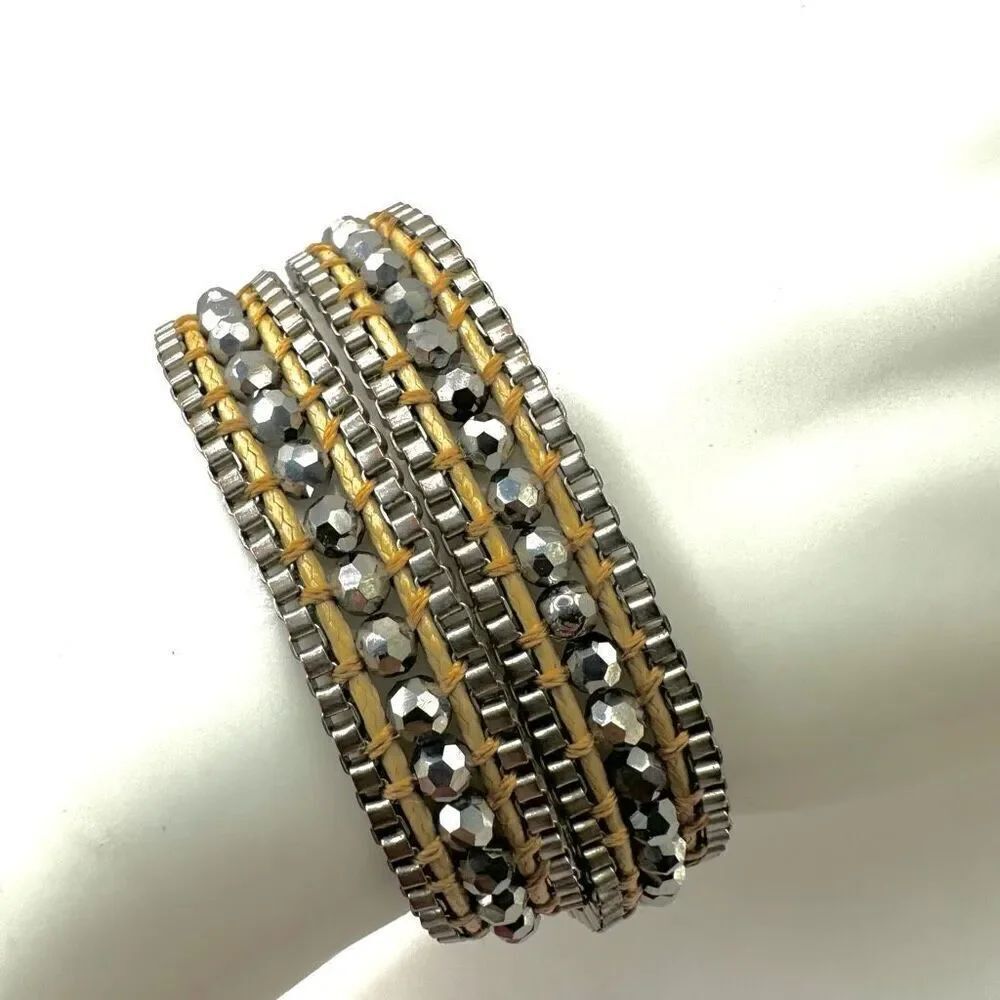 Katie Soleil beaded wrap silver bracelet